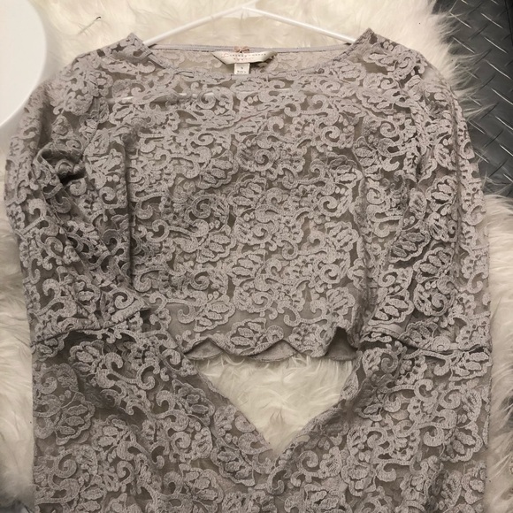 LC Lauren Conrad Tops - Lauren Conrad Lace Bell Sleeve Crop Top